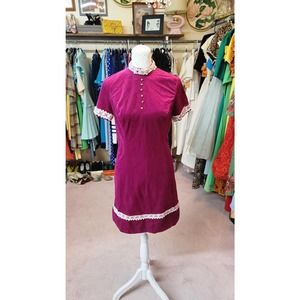 S vintage purple velour mini dress